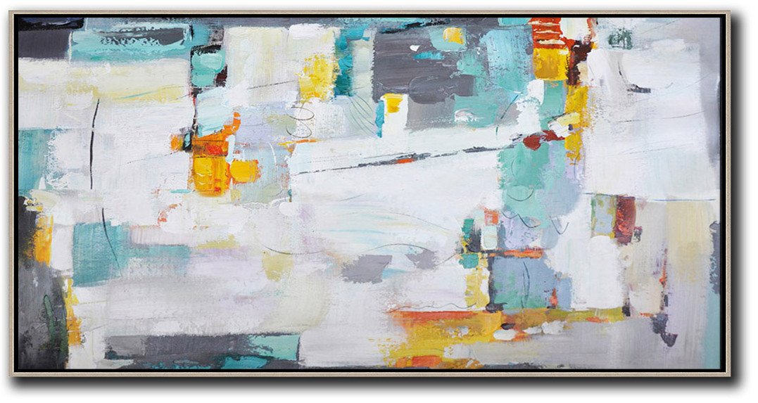 Horizontal Palette Knife Contemporary Art - Abstract Art Work Huge